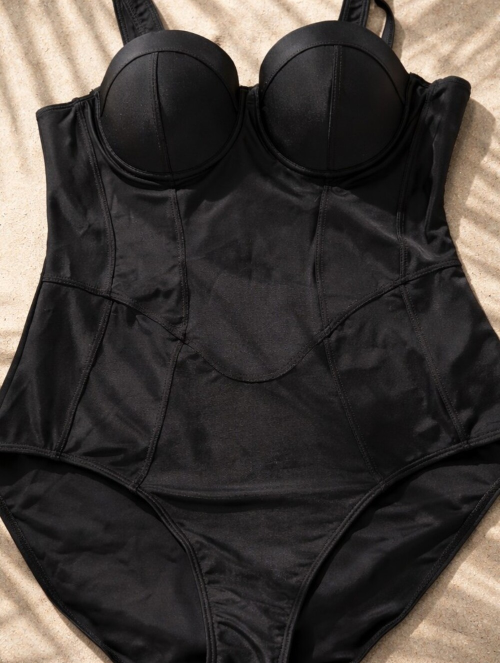 NWT Tahari Black One-Piece Underwire Corset Swimsuit Size XL - Picture 3 of 5